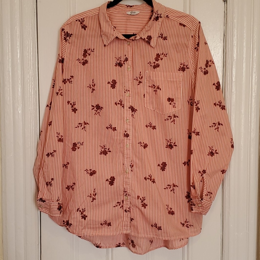 Sonoma Striped and Floral Button Down Shirt